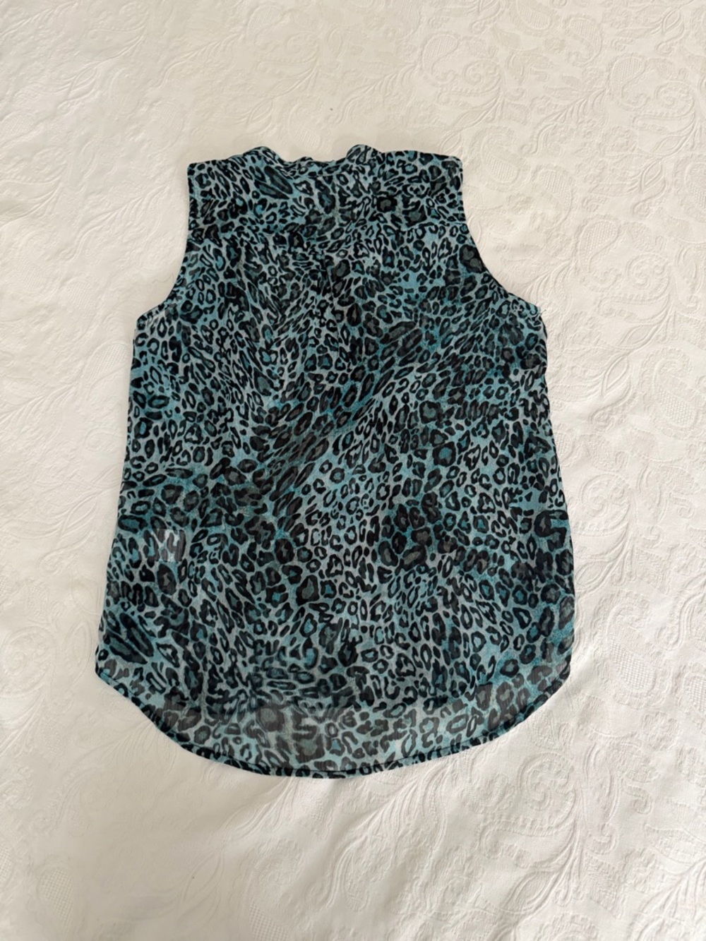 Kut from the Kloth Teal and Black Leopard Print Sleeveless Top